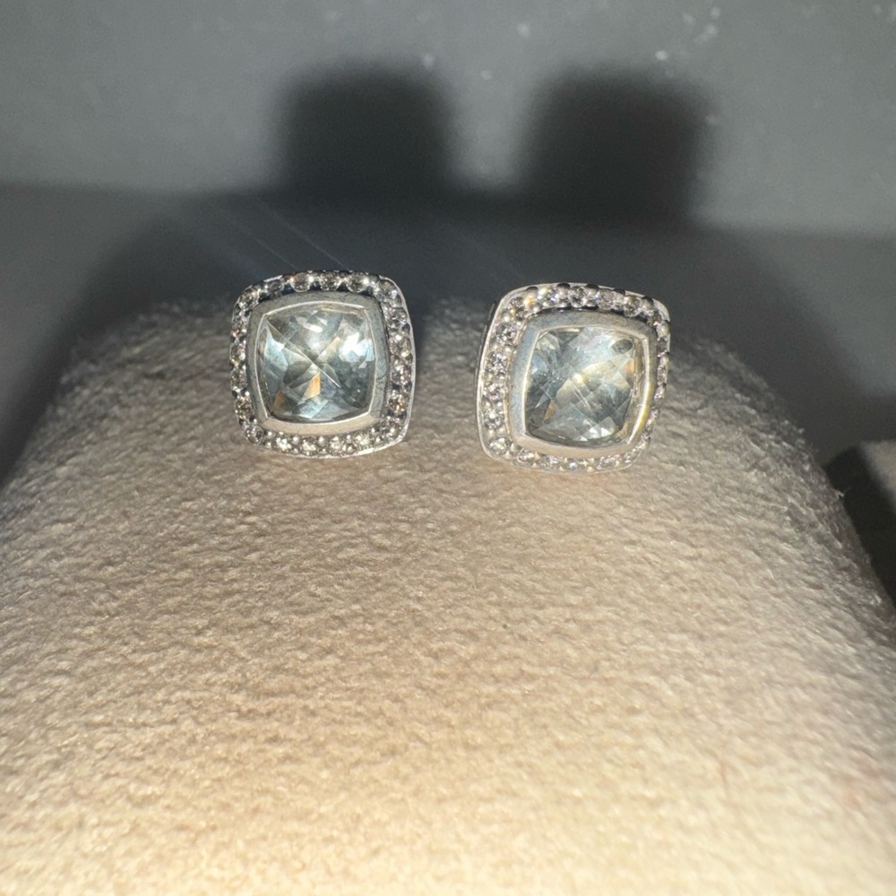 Elegant Diamond and Light Green Gemstone Earrings